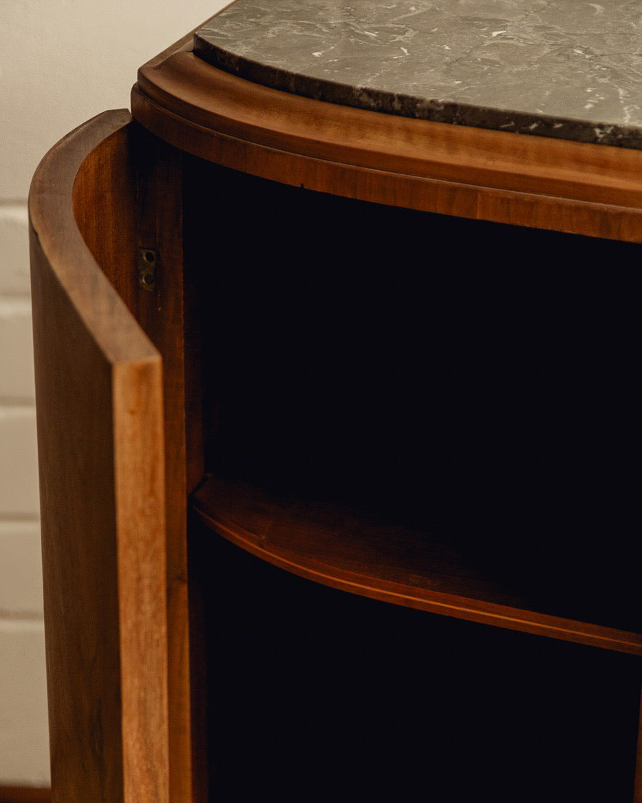 Marble Top Burl Art Deco Sideboard