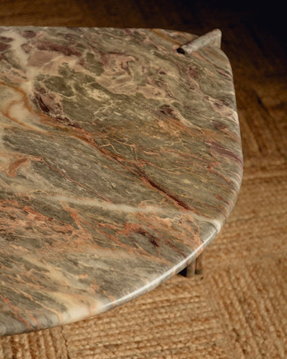 Green and Blush Italian Marble Coffee Table
