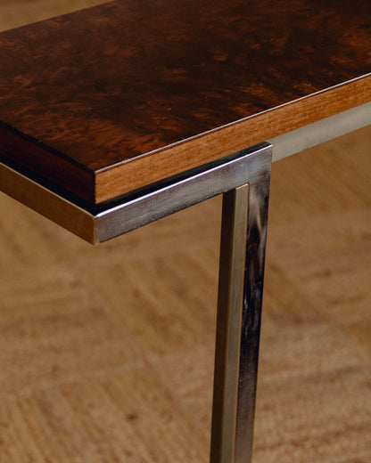 Burl Console Table Attributed to Guy Lefèvre for Maison Jansen