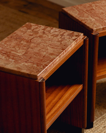 Pink Marble Top Bedside Tables