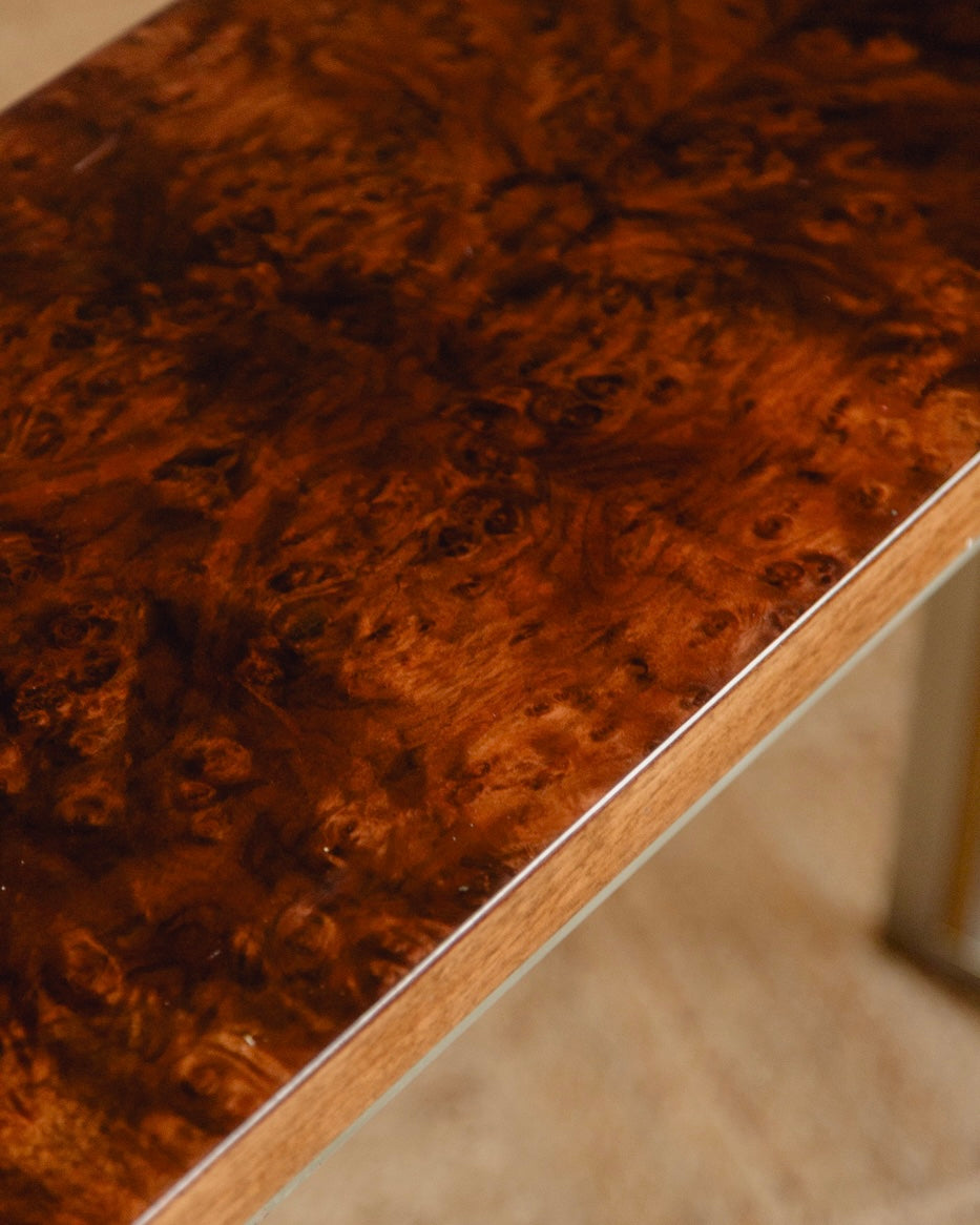 Burl Console Table Attributed to Guy Lefèvre for Maison Jansen