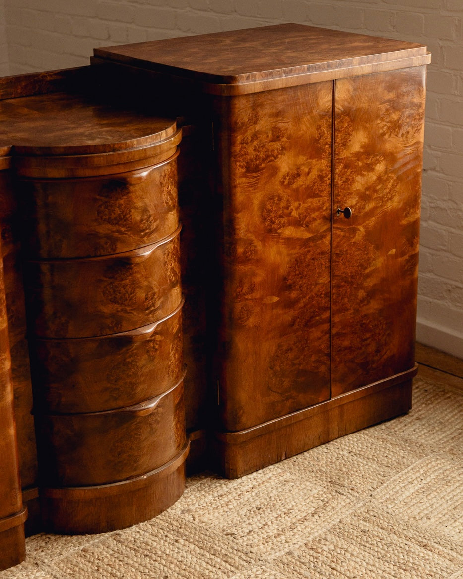 Art Deco Burl Walnut Sideboard