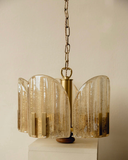 Glass and Brass Swedish Pendant Light