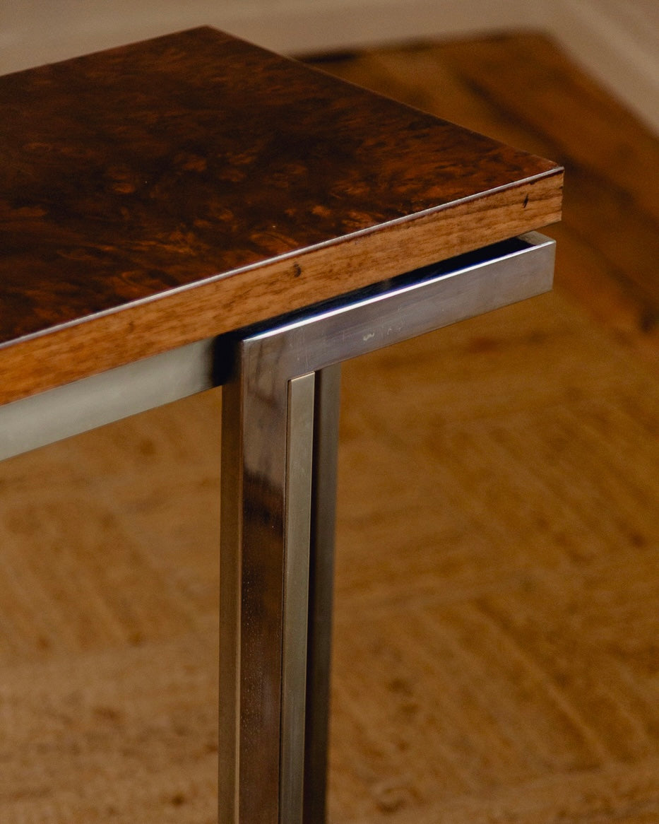 Burl Console Table Attributed to Guy Lefèvre for Maison Jansen