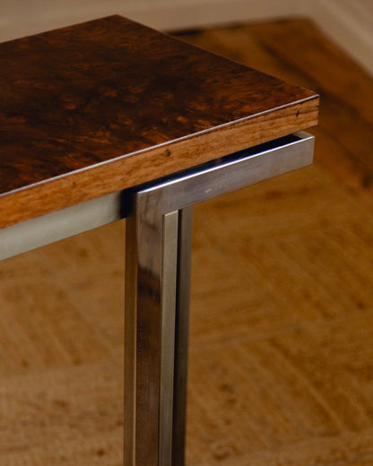 Burl Console Table Attributed to Guy Lefèvre for Maison Jansen