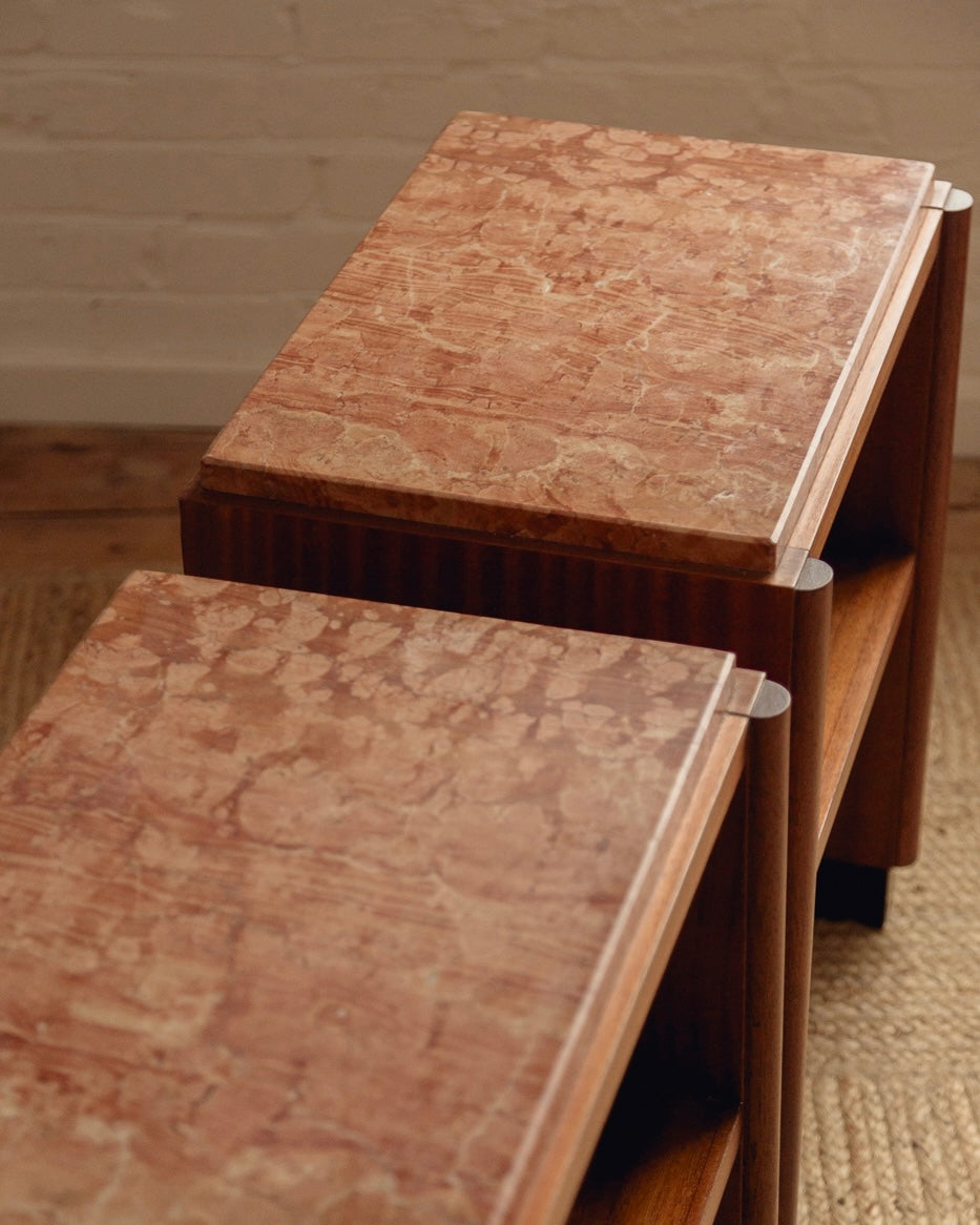 Pink Marble Top Bedside Tables