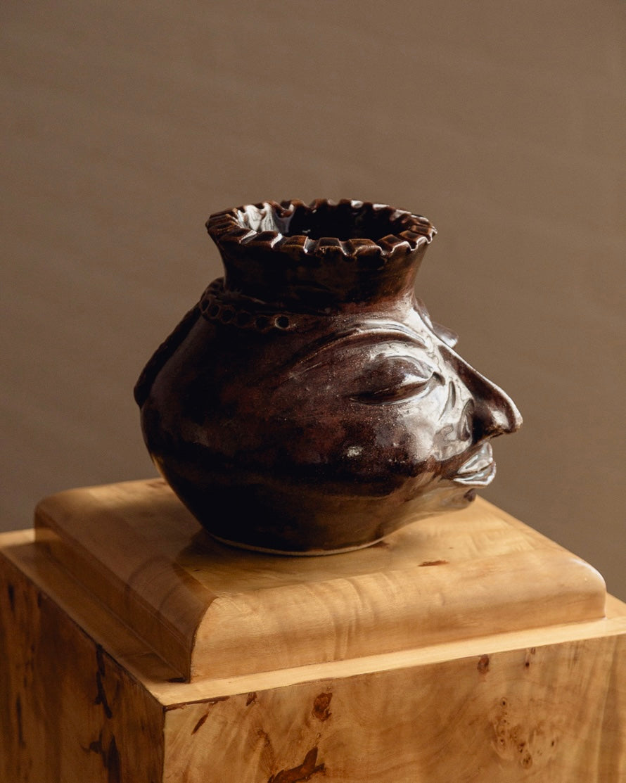 Studio Pottery Face Vase