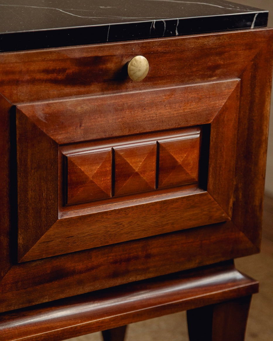 French Marble Top Bedside Tables