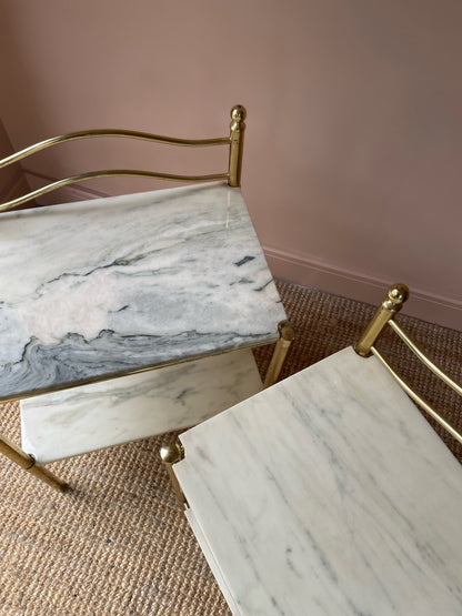 French Marble Wavy Bedside Tables