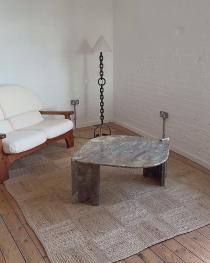 Burgundy and Green Marble Coffee Table